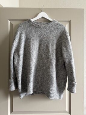 ASOS DESIGN wool blend oversized jumper with crew neck in grey